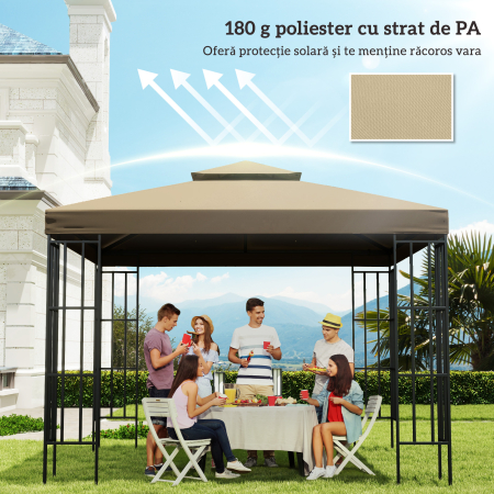  Acoperis de Rezerva pentru pavilion de Gradina Panza de Rezerva pentru pavilion tonel Tenda 3 x 3 m Bej [5]