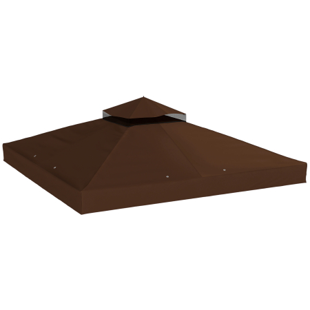 Gradina & balcon -  Acoperis de Schimb pentru Foisor 3x3 m cu 2 Niveluri pentru Gradina, Panza Rezistenta la Apa din tesatura Oxford 370g/㎡ Anti-UV 30+ cu Orificii de Drenaj, Cafea