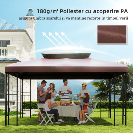  Acoperis de Schimb pentru Gazebo de Gradina, Impermeabil, Dublu Strat, 3x4 m [6]