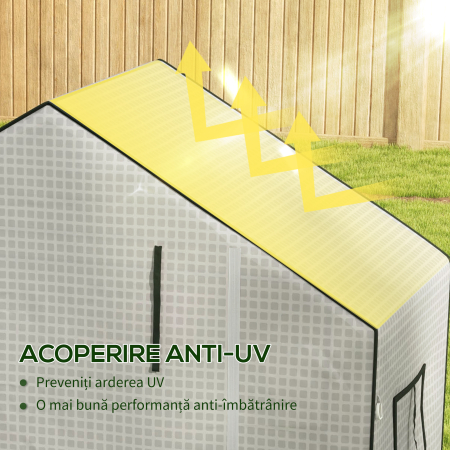  Acoperis de Schimb pentru Sera PE Walk-in cu Usa Rulabila si Ferestre, 143 x 70 x 190cm, Verde [4]
