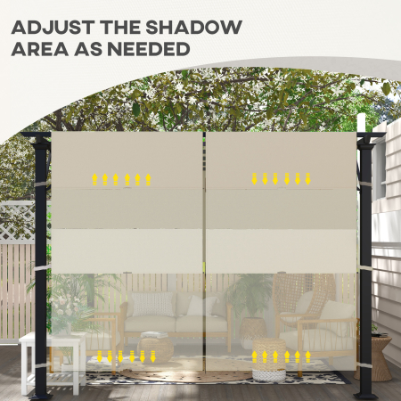  Acoperis pentru Foisor Pergola 3x3 m din Poliester cu Buzunare si Curele, 488x122 cm, culoare Kaki [6]