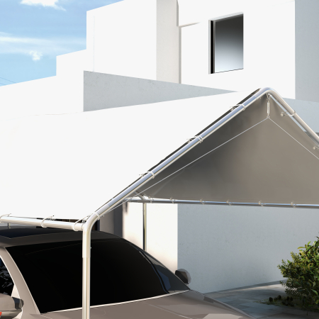  Acoperis pentru garaj 10 x 20ft, inlocuire copertina rezistenta la UV cu corzi elastice, alb [6]