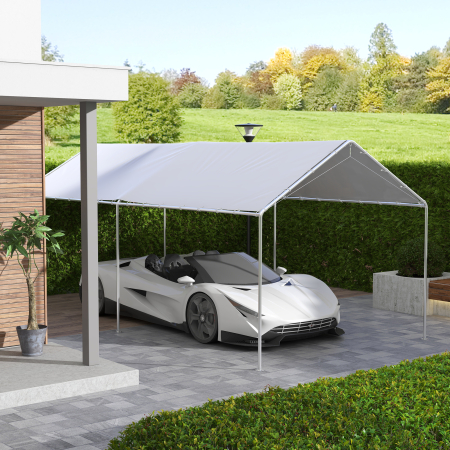  Acoperis pentru garaj 10 x 20ft, inlocuire copertina rezistenta la UV cu corzi elastice, alb [1]