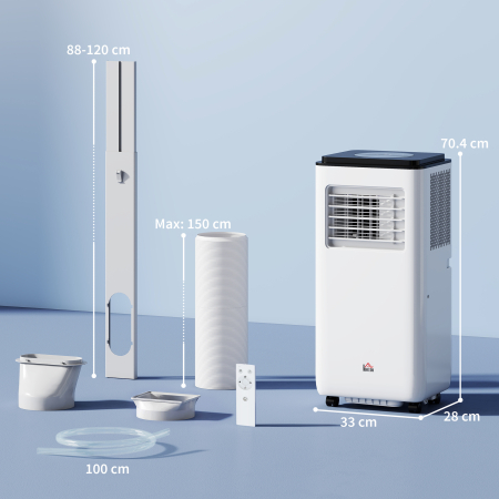  Aer conditionat portabil 750W cu 5 moduri si 2 viteze, din ABS si otel, 33x28x70,4 cm, alb [2]
