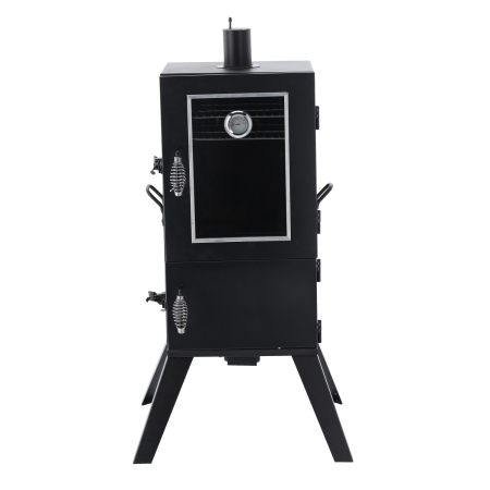 Afumatoare pentru gradina cu termometru si 3 gratare, 60x55x103 cm, negru [2]