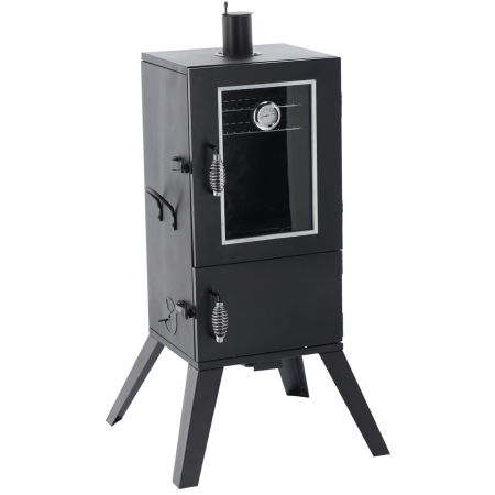 Gradina & balcon - Afumatoare pentru gradina cu termometru si 3 gratare, 60x55x103 cm, negru