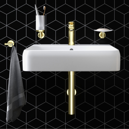 Agatatoare baie Duravit 0099303400, dubla Starck T, tip instalare pe perete, design modern, fixare sigura, auriu [3]