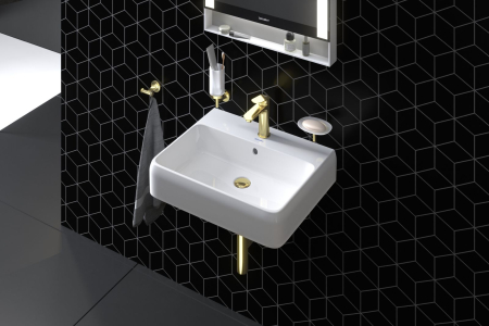Agatatoare baie Duravit 0099303400, dubla Starck T, tip instalare pe perete, design modern, fixare sigura, auriu [4]