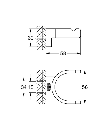 Agatatoare dubla Grohe 41049DL0, Selection, pe perete, metal, mat, cupru [2]