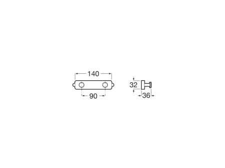 Agatatoare dubla Roca A817721NB0, 140 mm, 36 mm, 2 cuie, 2 orificii instalare, pe perete, metal, Negru [2]