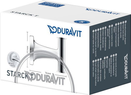 Agatatoare Duravit 0099301000, Starck T, tip instalare pe perete, numar cuie 2, elemente fixare ascunse, crom [5]