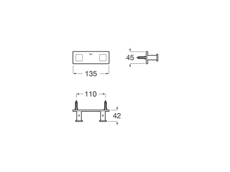 Agatatoare Roca A817602C40, Hotels, tip instalare pe perete, numar cuie 2, numar orificii instalare 2, negru [1]