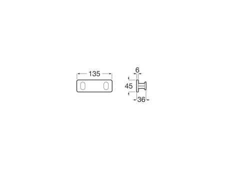 Agatatoare Roca A817881NB0, 135 mm, 45 mm, 2 cuie, 2 orificii instalare, pe perete, metal, elemente fixare, Negru [1]