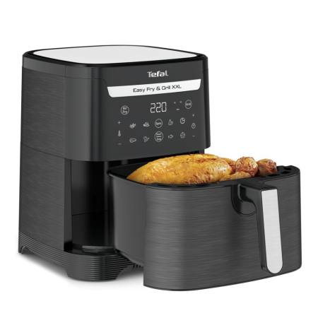 Air fryer 2 in 1 cu aer cald si gratar Tefal Easy Fry & Grill XXL EY801815 , 8 programe, 6.3 L, 2 zone de gatire, invelis antiaderent, negru [12]