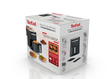 Air fryer 2 in 1 cu aer cald si gratar Tefal Easy Fry & Grill XXL EY801815 , 8 programe, 6.3 L, 2 zone de gatire, invelis antiaderent, negru [14]