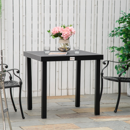  Aluminum Outdoor Patio Dining Table for 4 for Garden Lawn Backyard, Natural [6]