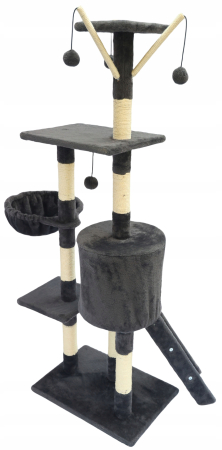 Ansamblu de joaca pentru pisici 51x36x138 cm, cu 6 niveluri, sisal si jucarii, negru [5]