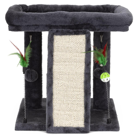 Ansamblu de joaca pentru pisici cu culcus, sisal si jucarii, 40x49x60 cm, gri inchis [13]
