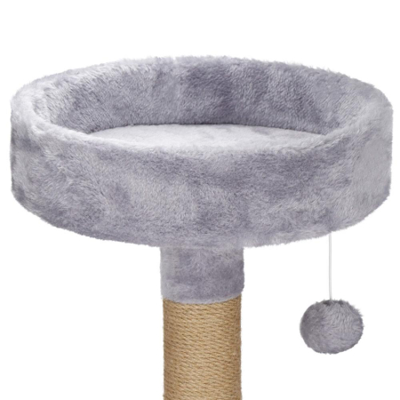 Ansamblu joaca pisici loc zgariat ascunzatoare culcus minge, 124 cm, stalpi sisal, gri [10]