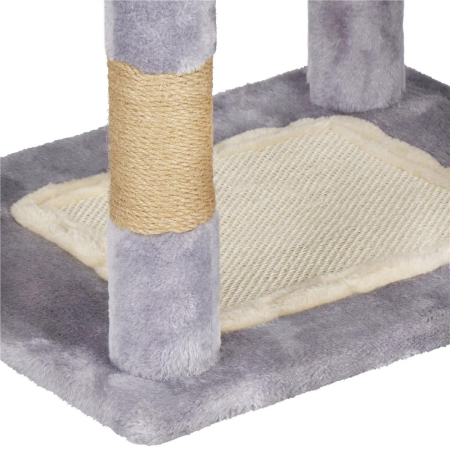 Ansamblu joaca pisici loc zgariat ascunzatoare culcus minge, 124 cm, stalpi sisal, gri [9]