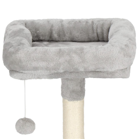 Ansamblu joaca pisici loc zgariat ascunzatoare culcus minge sfoara, 145 cm, stalpi sisal, gri [13]