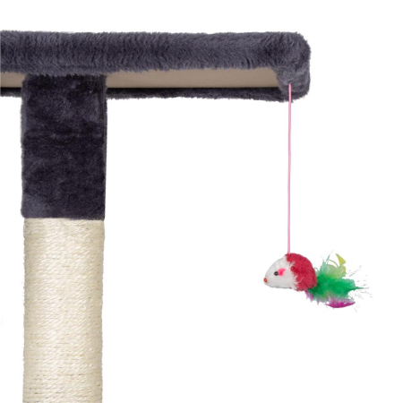 Ansamblu joaca pisici loc zgariat ascunzatoare culcus minge sfoara, 203 cm, sisal, gri inchis [3]