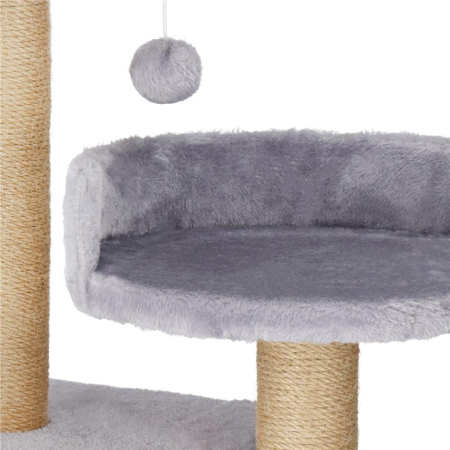 Ansamblu joaca pisici loc zgariat ascunzatoare culcus mingi, 129 cm, stalpi sisal, gri [5]
