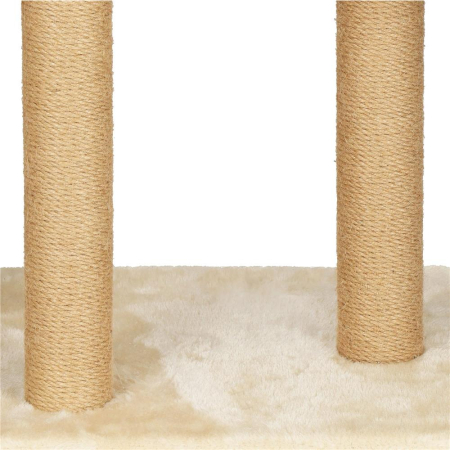 Ansamblu joaca pisici loc zgariat ascunzatoare culcus mingi, 136 cm, stalpi sisal, crem [12]
