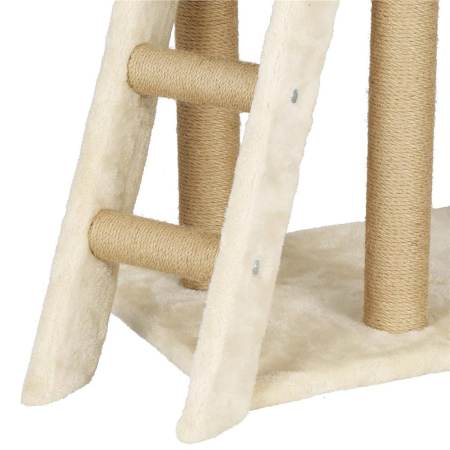 Ansamblu joaca pisici loc zgariat ascunzatoare culcus mingi, 136 cm, stalpi sisal, crem [10]
