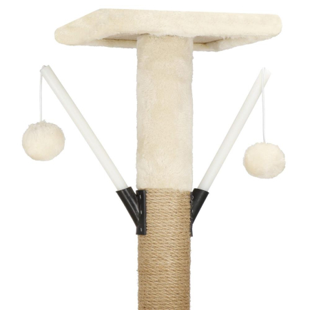 Ansamblu joaca pisici loc zgariat ascunzatoare culcus mingi, 136 cm, stalpi sisal, crem [8]