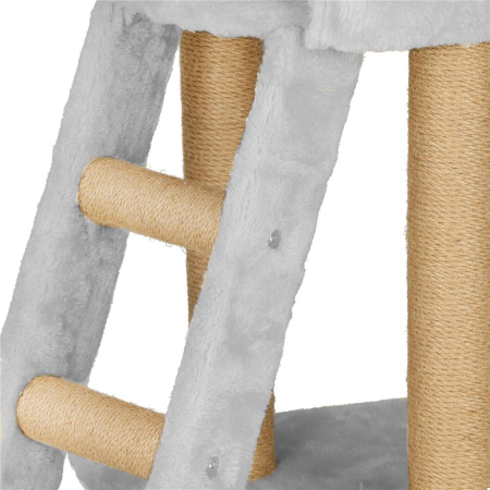 Ansamblu de joaca pentru pisici, cu loc pentru zgariat, ascuns, culcus, soricei, 136cm, gri [1]