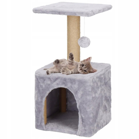 Ansamblu joaca pisici loc zgariat ascunzatoare platforma sisal, 62 cm, stabil, gri [15]