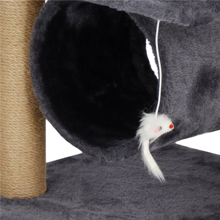 Ansamblu de joaca pentru pisici, cu loc pentru zgariat, ascuns, platforma, 62cm, gri inchis [4]