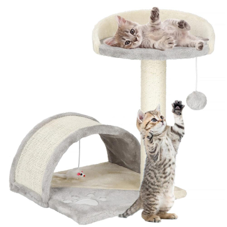 Ansamblu joaca pisici loc zgariat culcus minge sisal, 47 cm, design compact, crem [6]