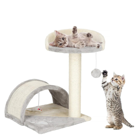 Ansamblu joaca pisici loc zgariat culcus minge sisal, 47 cm, design compact, crem [9]