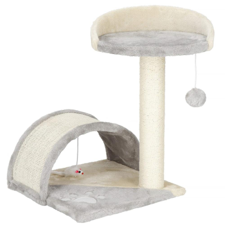 Pet Shop - Ansamblu joaca pisici loc zgariat culcus minge sisal, 47 cm, design compact, crem