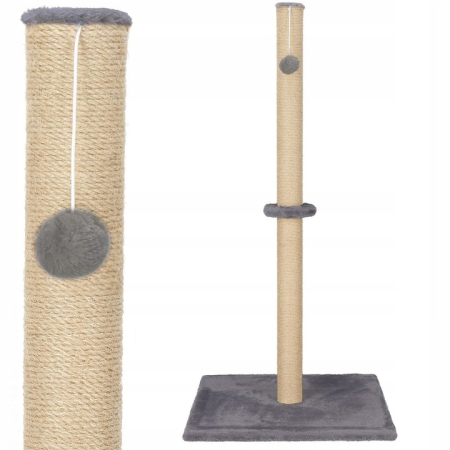 Ansamblu joaca pisici loc zgariat sfoara sisal stabil, 75 cm, design vertical, gri inchis [4]