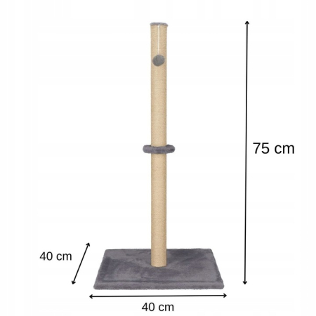Ansamblu joaca pisici loc zgariat sfoara sisal stabil, 75 cm, design vertical, gri inchis [6]