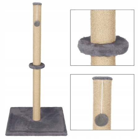 Ansamblu joaca pisici loc zgariat sfoara sisal stabil, 75 cm, design vertical, gri inchis [5]