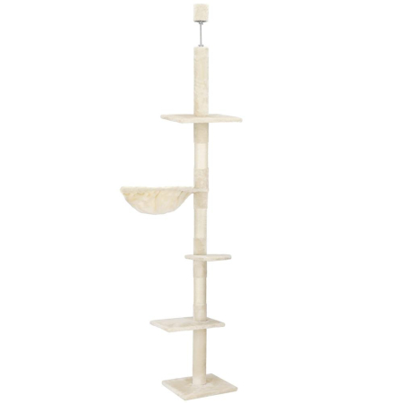 Pet Shop - Ansamblu de joaca pentru pisici, tip stalp de catarat pana la tavan, inaltime reglabila, 240 - 265 cm, bej