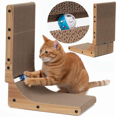 Ansamblu de zgariat pentru pisici cu bila si catnip, 25x40x50 cm, maro [2]