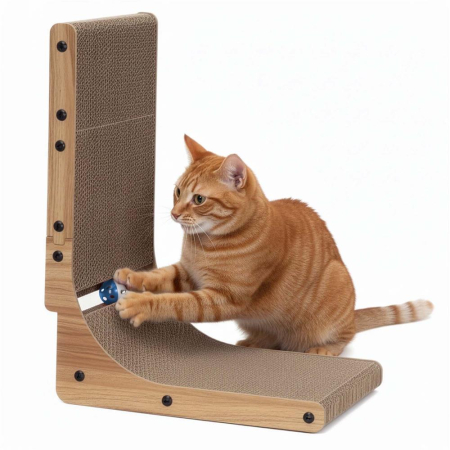 Pet Shop - Ansamblu de zgariat pentru pisici cu bila si catnip, 25x40x50 cm, maro