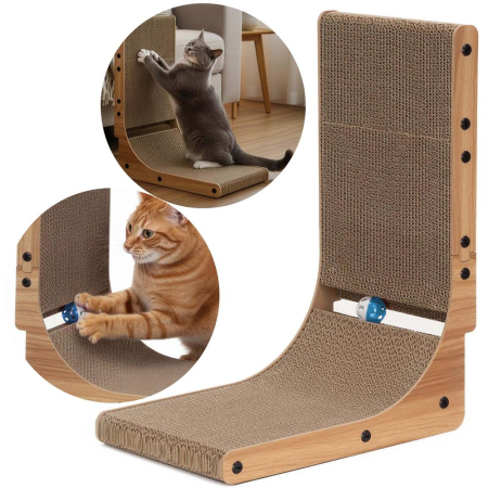 Ansamblu de zgariat pentru pisici cu bila si catnip, 25x40x50 cm, maro [1]