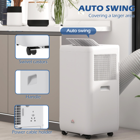  Aparat de aer conditionat portabil 1250W cu 5 moduri si timer 24h, 35.5x35x70 cm, alb [6]