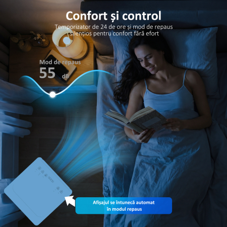  Aparat de Aer Conditionat Portabil 7000 BTU, Unitate 4-in-1 cu Racire, Dezumidificator, Ventilator, Mod Noapte [6]