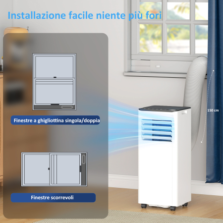  Aparat de aer conditionat portabil 9000 BTU cu racire, dezumidificator, ventilator si mod noapte. [3]