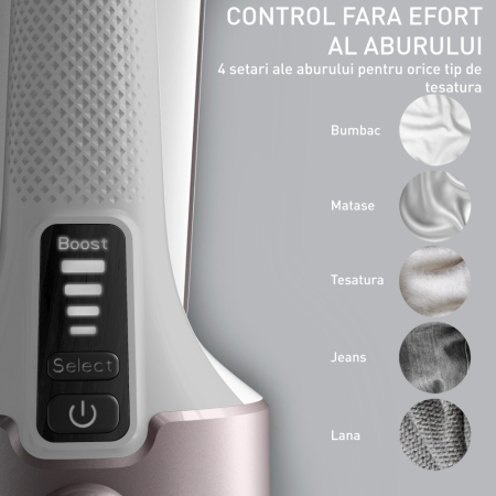 Aparat de calcat vertical cu abur 2 in 1 Tefal Pure Force DT8720E0, 1800W, jet abur 90 g/min, 4 trepte abur, mod Eco, alb & gri [7]