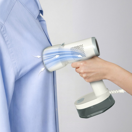 Aparat de calcat vertical cu abur Tefal AeroSteam S DT9322E0, 1500 W, abur variabil 0 - 20 g/min, 3 moduri, recipient apa 180 ml, autonomie pana la 14 min, tehnologie OptiFlow, talpa ceramica, albastr [5]
