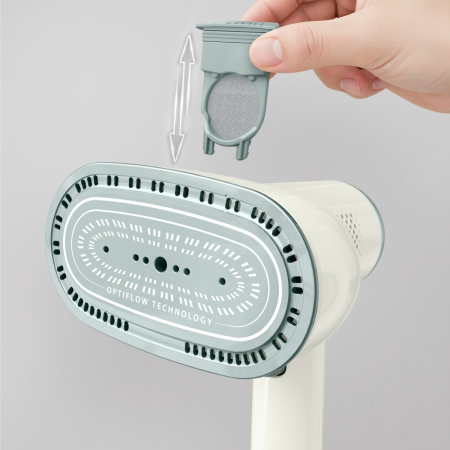 Aparat de calcat vertical cu abur Tefal AeroSteam S DT9322E0, 1500 W, abur variabil 0 - 20 g/min, 3 moduri, recipient apa 180 ml, autonomie pana la 14 min, tehnologie OptiFlow, talpa ceramica, albastr [9]