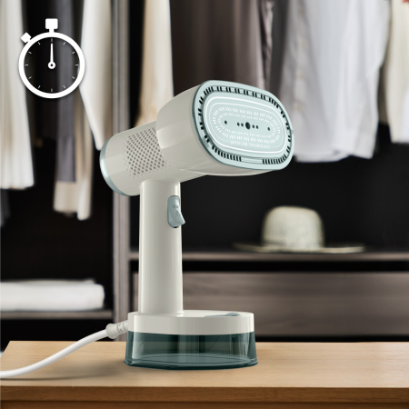 Aparat de calcat vertical cu abur Tefal AeroSteam S DT9322E0, 1500 W, abur variabil 0 - 20 g/min, 3 moduri, recipient apa 180 ml, autonomie pana la 14 min, tehnologie OptiFlow, talpa ceramica, albastr [2]